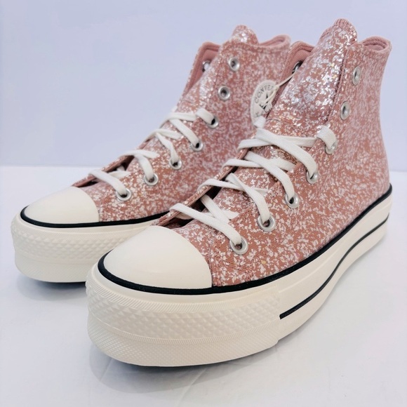 Converse Chuck Taylor Lift Platform Sparkling Glitter canvas high top sneakers - Picture 1 of 14